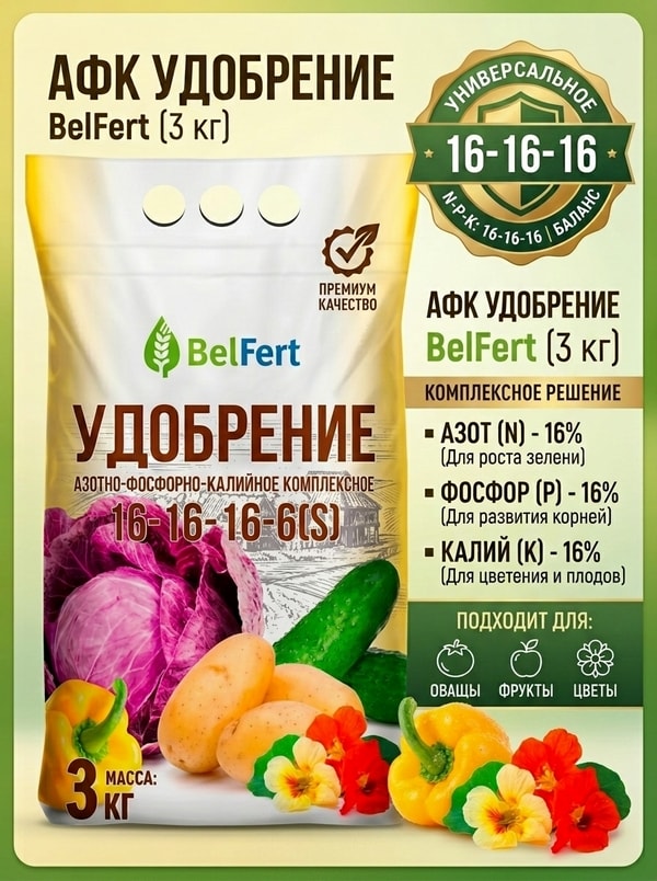 АФК удобрение марки 16-16-16 BelFert 3 кг